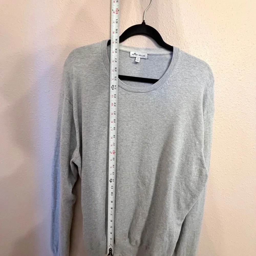 Peter Millar Mens XL Grey Pima Cotton Silk Cashmere Blend Crewneck Sweater